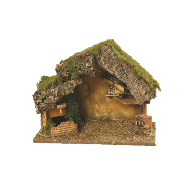 Presepe Vuota con FONTANA INCLUSA per Natività Grande in Legno 26 x 16 x h. 35cm