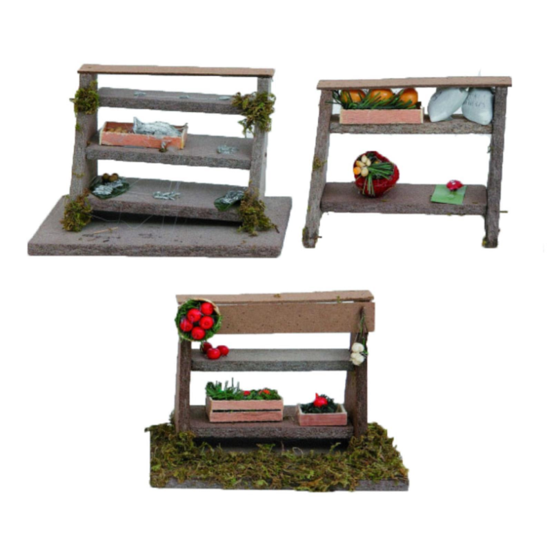 Set 3 pz Ambientazione Bottega PRESEPE Mestieri 19 x 11 x h. 13,5 cm