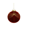 6x Palline di Natale in Velluto Sfera Infrangibile in Plastica BORDEAUX GLITTER ORO FLOCCATE 8 CM 