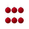 6x Palline di Natale in Velluto Sfera Infrangibile in Plastica ROSSO ROMBOIDALE FLOCCATE 8 cm