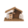 Capanna Presepe Vuota con Roccia Bianca per Natività in Legno con Muschio 30 x 12 x h. 16cm