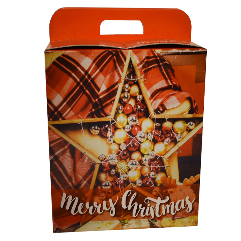 Scatola Maxi Box Panettone Natale in Cartone - Merry Christmas - 42x25x33cm