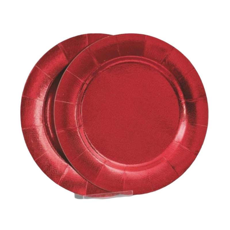 Set 2 sottopiatti carta rosso mettallizato 33 cm - AC-10346