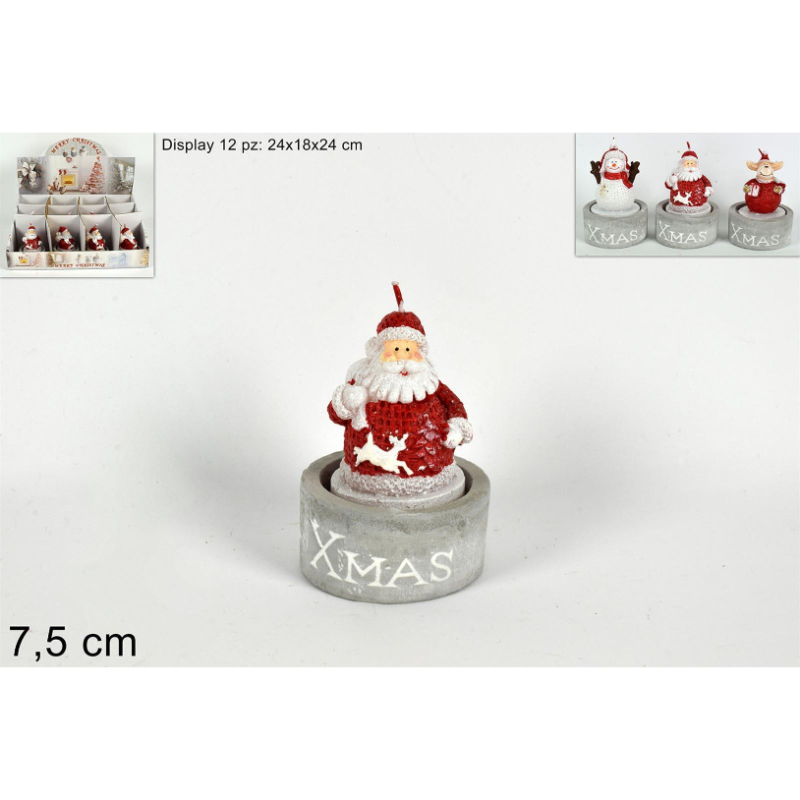 12 Candele Segnaposto Babbo Natale - 5 x 7,5cm