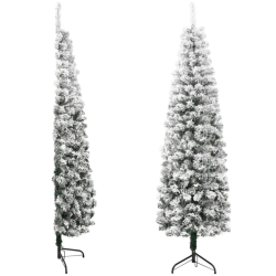 Albero di Natale a Metà INNEVATO Verde Artificiale in PVC Ignifugo h. 180\210 cm angolare a PARETE