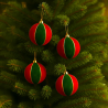 Set 4 Palline in Velluto - Rosso/Verde