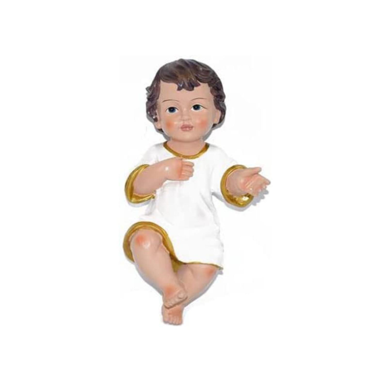 Statua di Gesù Bambino da 14,5 cm vestito Bianco Tradizionale (DUESSE O EURONATALE PR-23920)