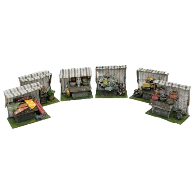 Set 6 pz Ambientazione PRESEPE MERCATO 14 x 10 x h. 8 cm