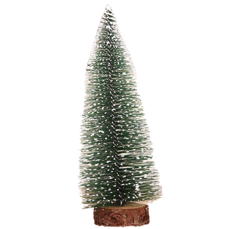 Set 4 x Alberelli Innevati Mini Albero di Natale con Base in Legno Decorazioni Addobbi Natalizi (31 cm - 4pz)