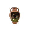 Presepe Completo in Vaso terracotta toscana con 20 Luci led e Pastori  |Ancora Terracotta con presepe e luci 30x25x43