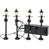 Set 4 Pezzi Lampioni in miniatura 10 cm con luci Street Lamp per Presepe lampada a batteria stile inglese Vittoriano Coloniale