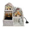 Villaggio Presepe INNEVATO Scenario con Fontana ad Acqua in Movimento Pompa Inclusa 24x16 x h. 21 cm