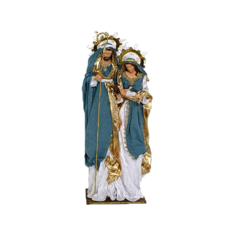 Set Natività Artigianale in Stoffa Tessuto ORO e AZZURRO 80 cm