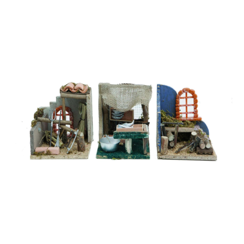 Set 3 pz Ambientazione PRESEPE 14 x 15 x h. 15 cm