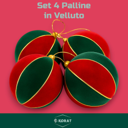 Set 4 Palline in Velluto - Rosso/Verde