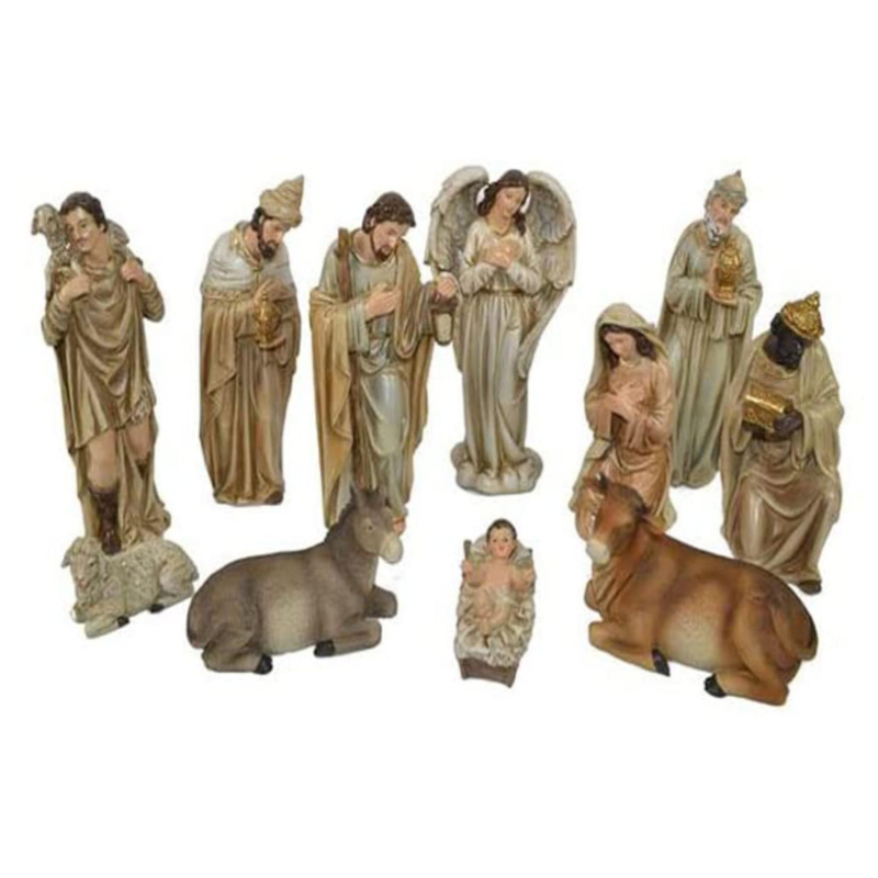 Presepe Natività in Legno con 11 soggetti Fino a 14 cm