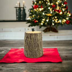 Base Tronco Supporto Piede per Albero di Natale Artificiale in Legno Dimensioni 35x33 cm Realistico Naturale Stand con Corteccia