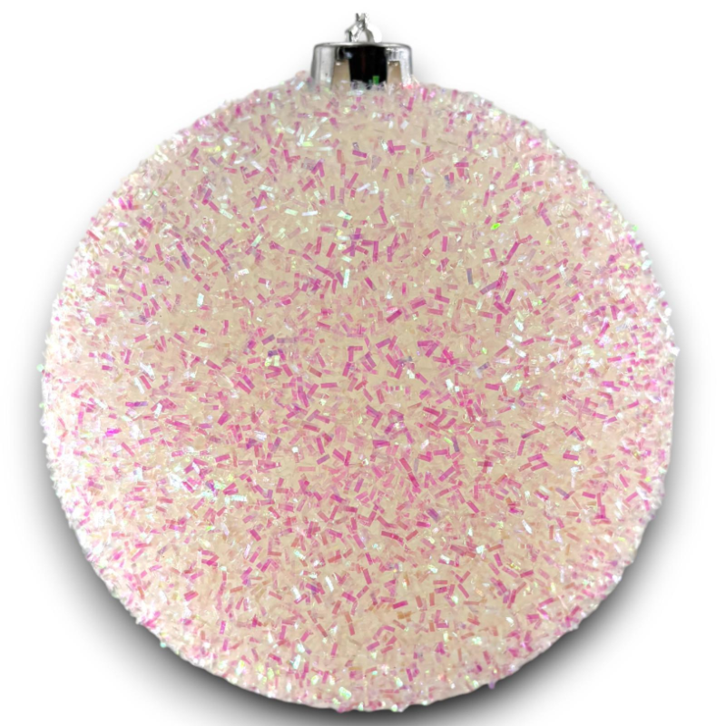 Palla di Natale Gigante Ø 25 cm in Plastica TINSEL LUCIDA Glitter ARGENTO SILVER