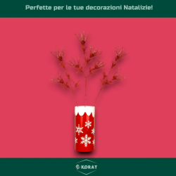 Set 6 Steli con Fiore Glitterato e Palline - 62 cm