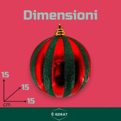 Set 2 Palline - 15 cm - Rosso/Verde Glitter