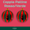 Set 2 Palline - 15 cm - Rosso/Verde Glitter