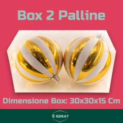 Set 2 Palline - 15 cm - Oro/Bianco Glitter