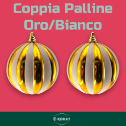 Set 2 Palline - 15 cm - Oro/Bianco Glitter