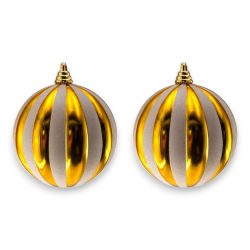 Set 2 Palline - 15 cm - Oro/Bianco Glitter