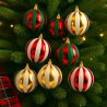 Set 2 Palline - 15 cm - Rosso/Bianco Glitter