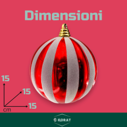 Set 2 Palline - 15 cm - Rosso/Bianco Glitter