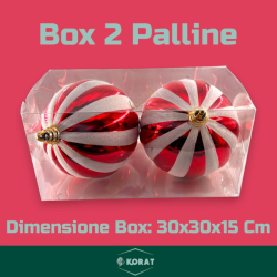 Set 2 Palline - 15 cm - Rosso/Bianco Glitter