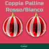 Set 2 Palline - 15 cm - Rosso/Bianco Glitter