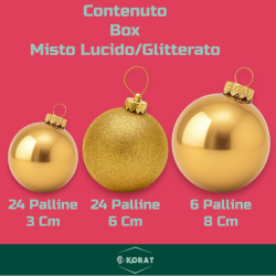 Set 54 Palline Assortite Varie Misure in Borsa PVC - Oro