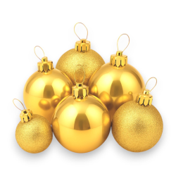 Set 54 Palline Assortite Varie Misure in Borsa PVC - Oro