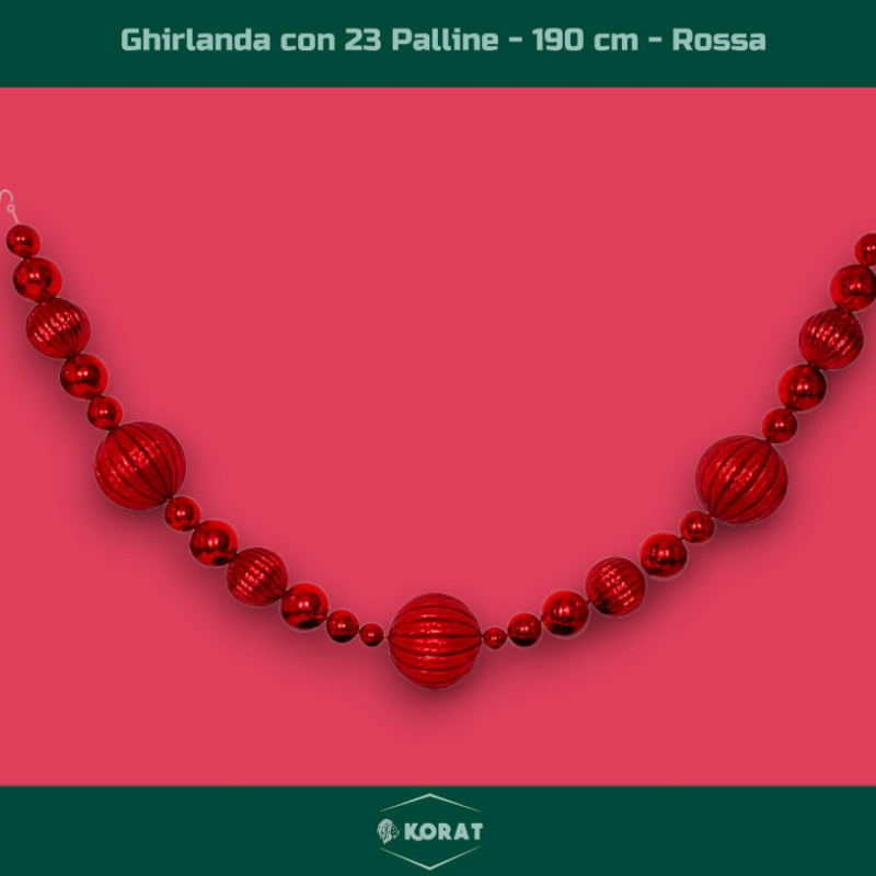 Ghirlanda 23 Palline - 190 cm - Rosso