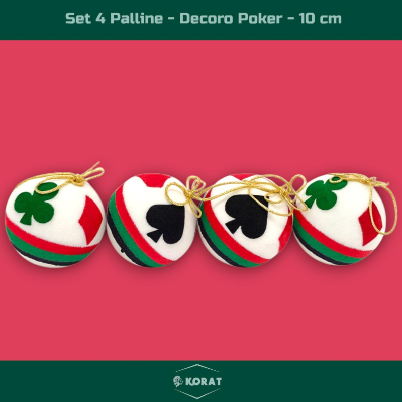 Set 4 Palline - Decoro Poker - 10 Cm
