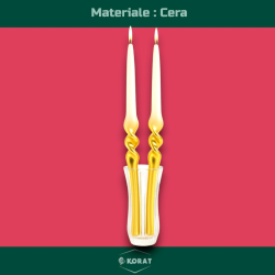 Set 12 Candele Torciglione - Bianco/Oro - 80 Gr. - 25 Cm