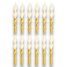 Set 12 Candele Torciglione - Bianco/Oro - 80 Gr. - 25 Cm