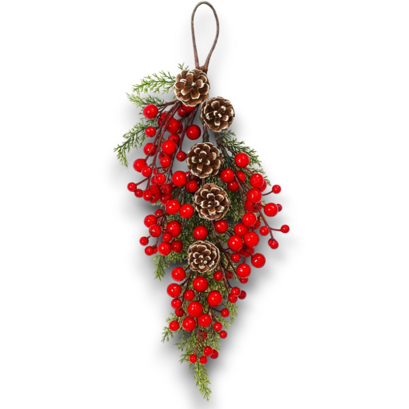 Dietroporta con Bacche e Pigne - 55 cm