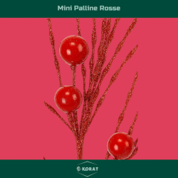 Set di 6 Steli Decorativi Natalizi da 45 cm con Mini Palline Lucide Rosse