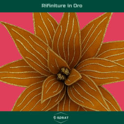 Set 6 Fiori in Velluto con Glitter Oro – Eleganza Natalizia in Arancio Bruciato (Ø 40 cm)
