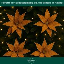 Set 6 Fiori in Velluto con Glitter Oro – Eleganza Natalizia in Arancio Bruciato (Ø 40 cm)