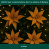 Set 6 Fiori in Velluto con Glitter Oro – Eleganza Natalizia in Arancio Bruciato (Ø 40 cm)