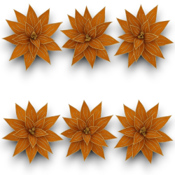Set 6 Fiori in Velluto con Glitter Oro – Eleganza Natalizia in Arancio Bruciato (Ø 40 cm)
