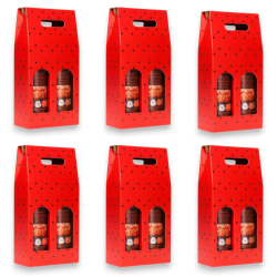 6 Scatola Bottiglia - 2 Posti - Rosso - 8,5x18x38 - HX24N03426