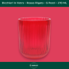 Set di 6 Bicchieri in Vetro Natalizi - Rosso Rigato - 270 Ml