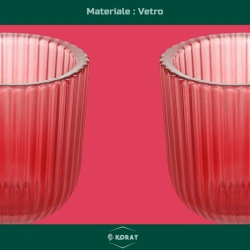 Set di 6 Bicchieri in Vetro Natalizi - Rosso Rigato - 270 Ml