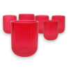 Set di 6 Bicchieri in Vetro Natalizi - Rosso Rigato - 270 Ml