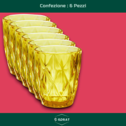 Set di 6 Bicchieri in Vetro Natalizi - Ambra Decoro Diamante  - 255 ML