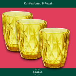 Set di 6 Bicchieri in Vetro Natalizi - Ambra Decoro Diamante  - 255 ML